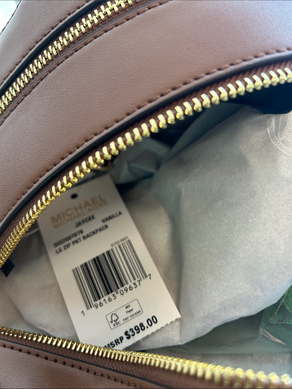 Michael Kors Tan Beige Logo Backpack with Brown Trim - Picture 7 of 7